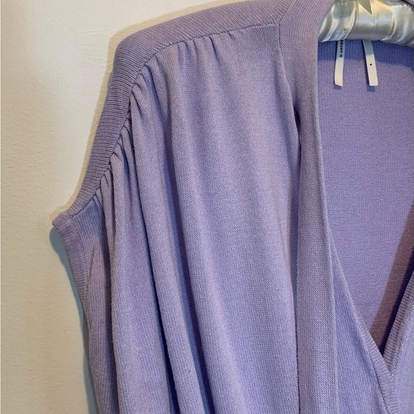 Anthropologie Rambuteau Surplice Lavender Wrap Tie Knit Top - Picture 4 of 9